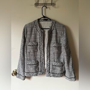 Chic Black and White Tweed Jacket anne carson small